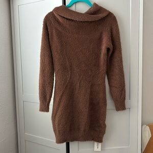 NWT Fairy Season Brown Fluffy Bodycon Dress